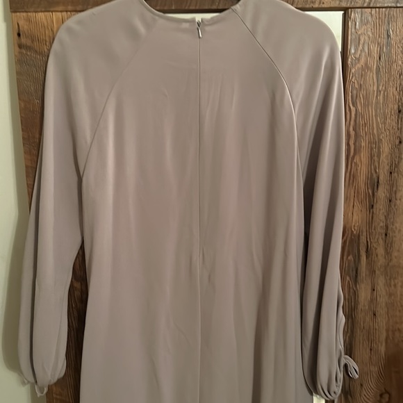 CO size 12 flowy A-line dress with tied sleeves; taupe/grey color; GUC - Picture 6 of 7